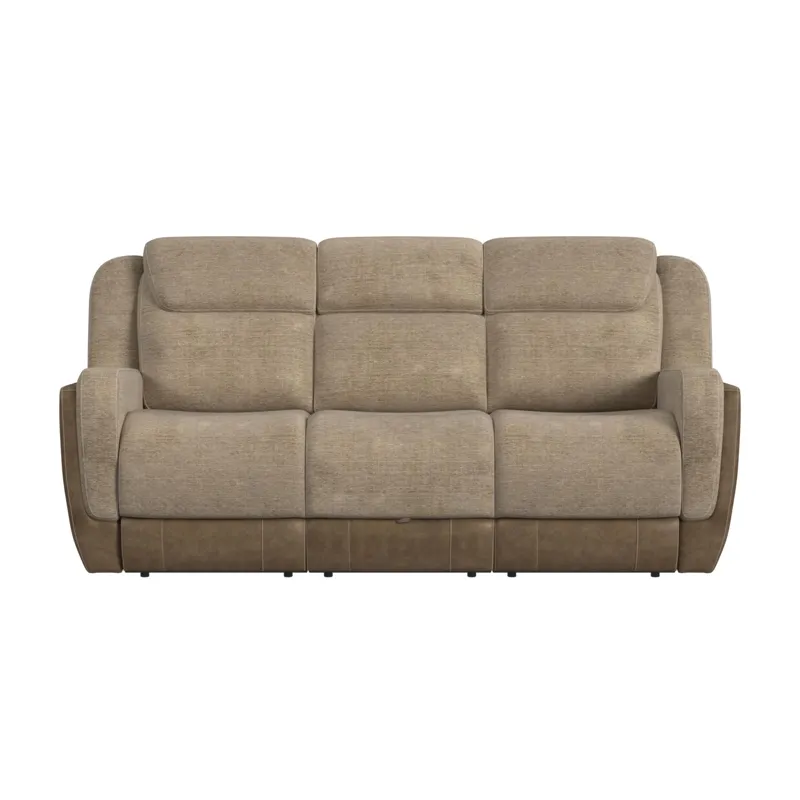 Hornet Motion Sofa with Drop Table, PWS, and Drawer in Rancho Beige