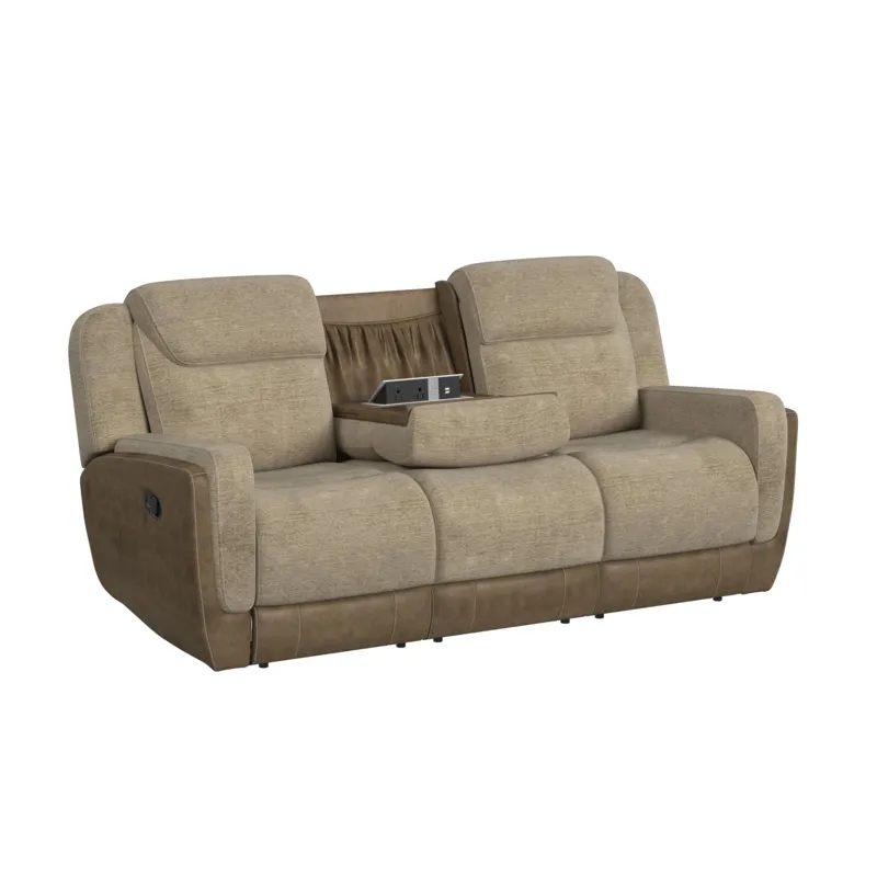 Hornet Motion Sofa with Drop Table and PWS in Rancho Beige