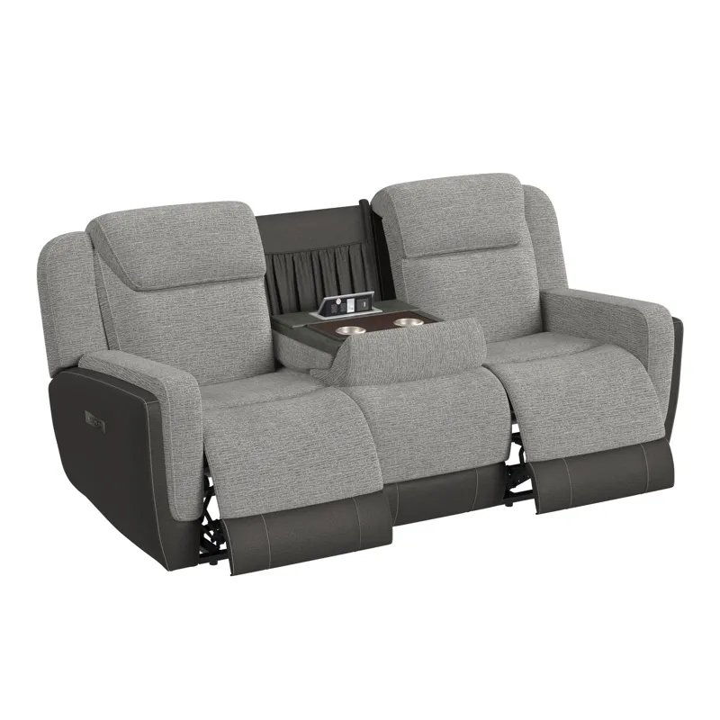 Hornet Power Motion Sofa with Power Headrest, Drop Table and PWS in Rancho Grey