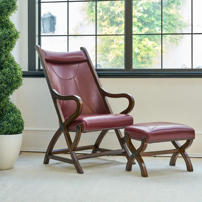 (L761) Hunter Chair and Ottoman - Cherry