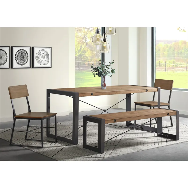 Industrial Rectangular Dining Table in Walnut