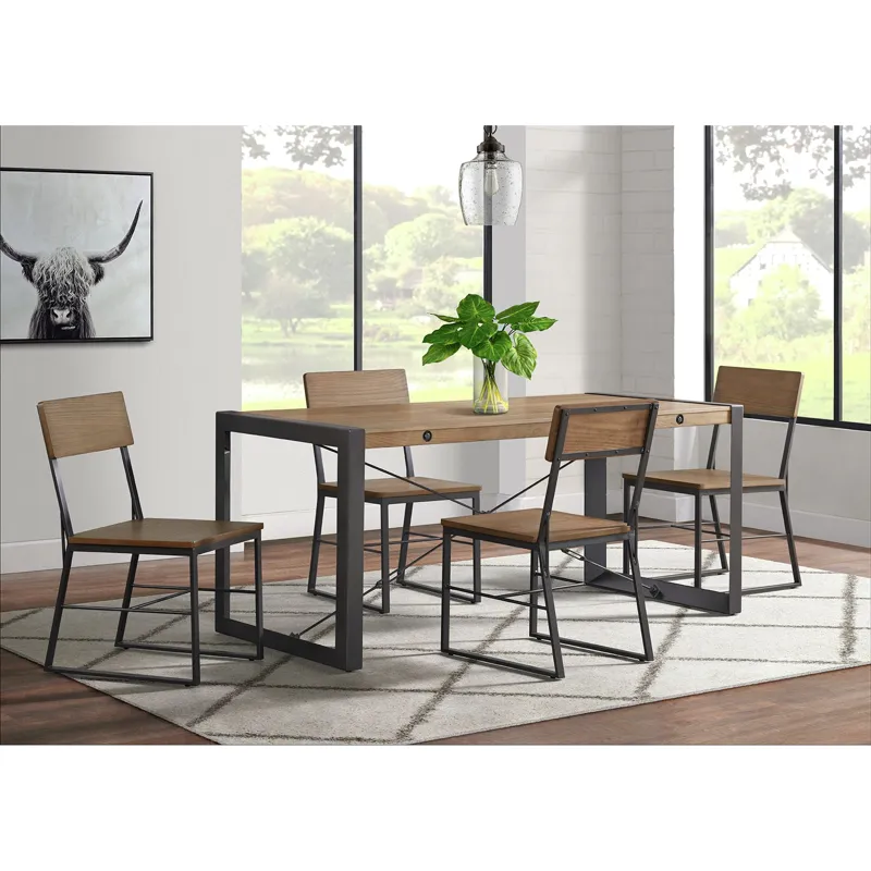Industrial Rectangular Dining Table in Walnut