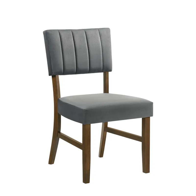 Ireland Dining Side Chair with Charcoal Velvet in Walnut (2 Per Carton)