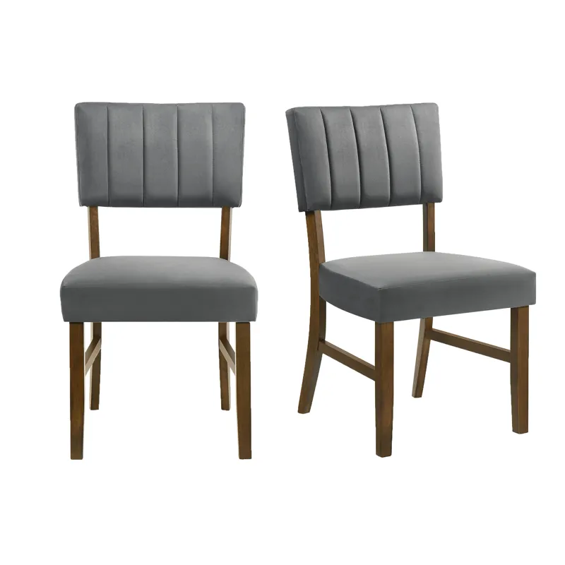 Ireland Dining Side Chair with Charcoal Velvet in Walnut (2 Per Carton)