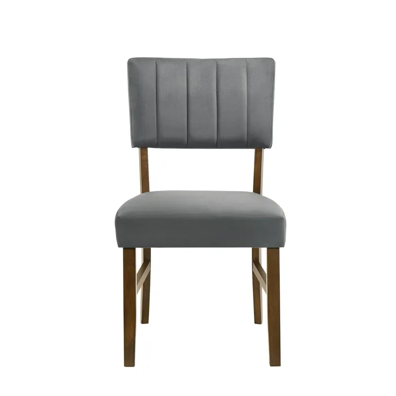 Ireland Dining Side Chair with Charcoal Velvet in Walnut (2 Per Carton)