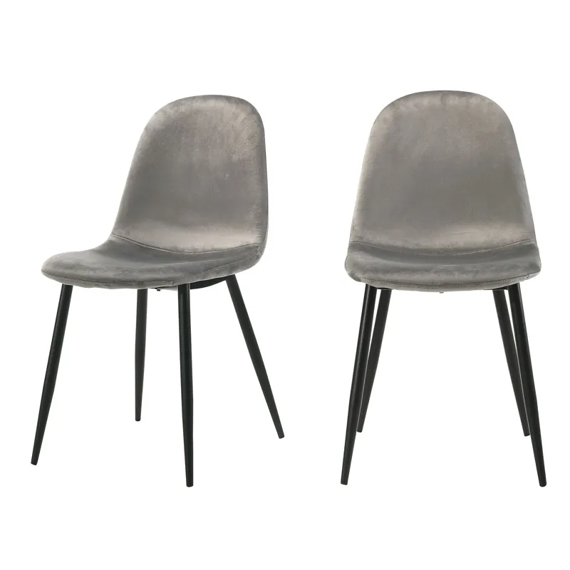 Isadora Side Chair in Light Grey velvet 2 per Pack (3A Packing)