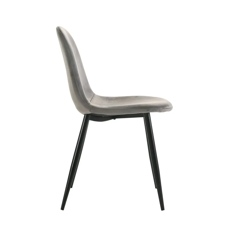 Isadora Side Chair in Light Grey velvet 2 per Pack (3A Packing)
