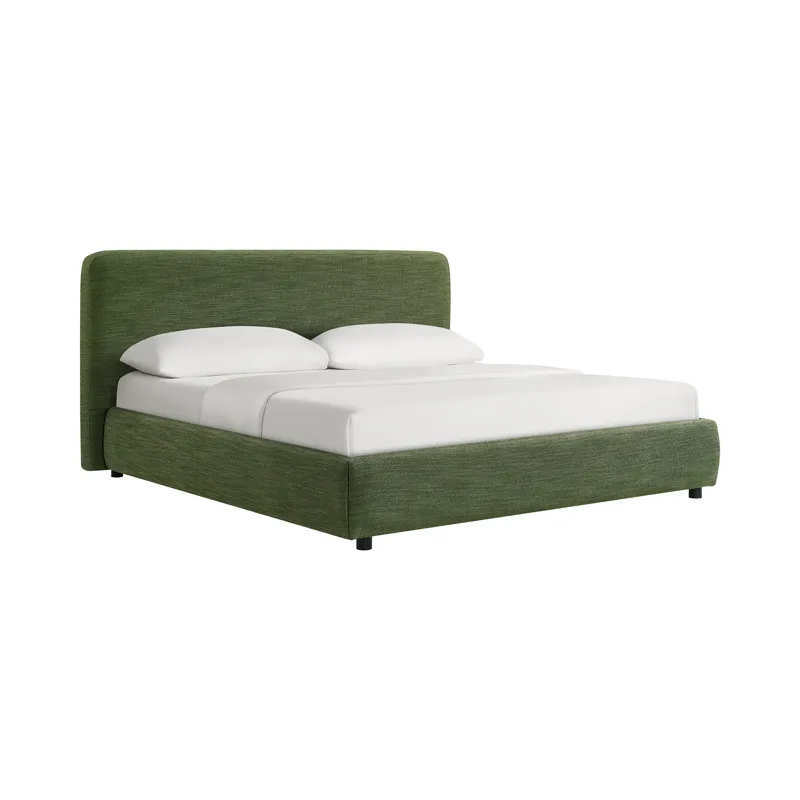 Island King UPH Panel Bed in Noha Green Fabric