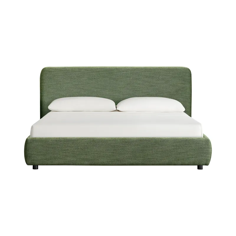 Island King UPH Panel Bed in Noha Green Fabric