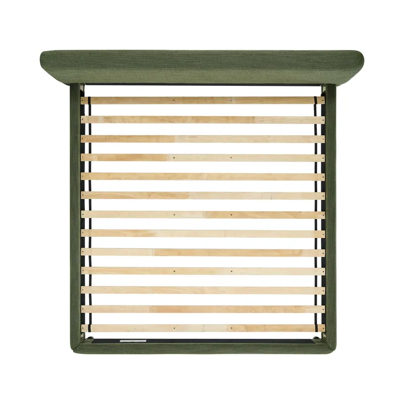 Island King UPH Panel Bed in Noha Green Fabric