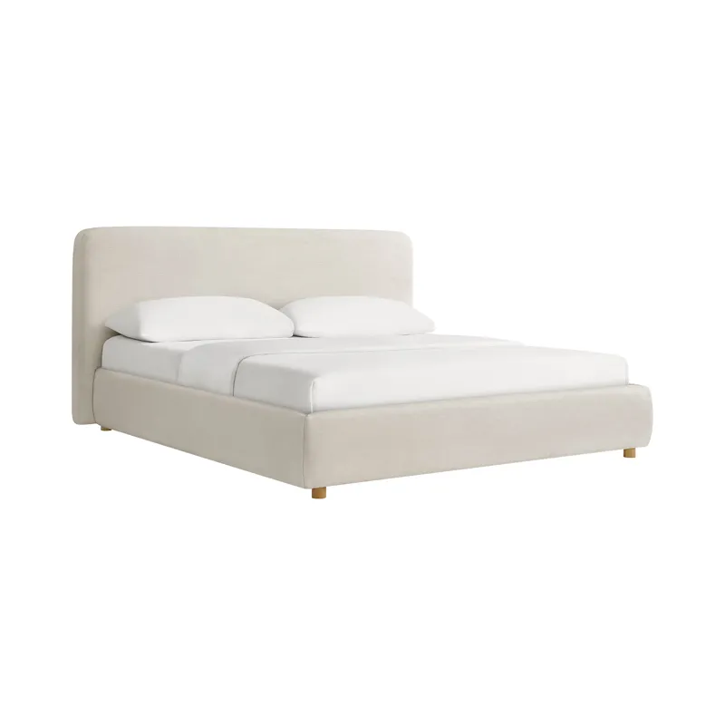 Island King UPH Panel Bed in Noha Ivory Fabric