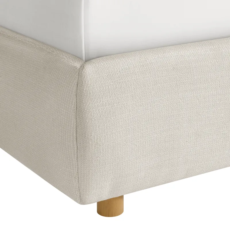 Island King UPH Panel Bed in Noha Ivory Fabric