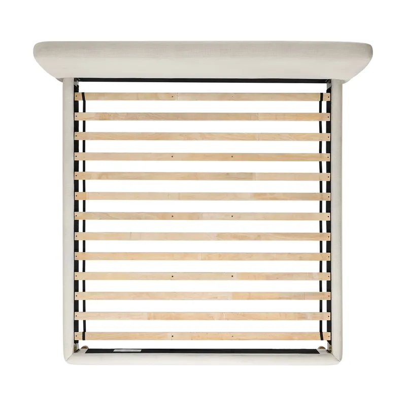 Island King UPH Panel Bed in Noha Ivory Fabric
