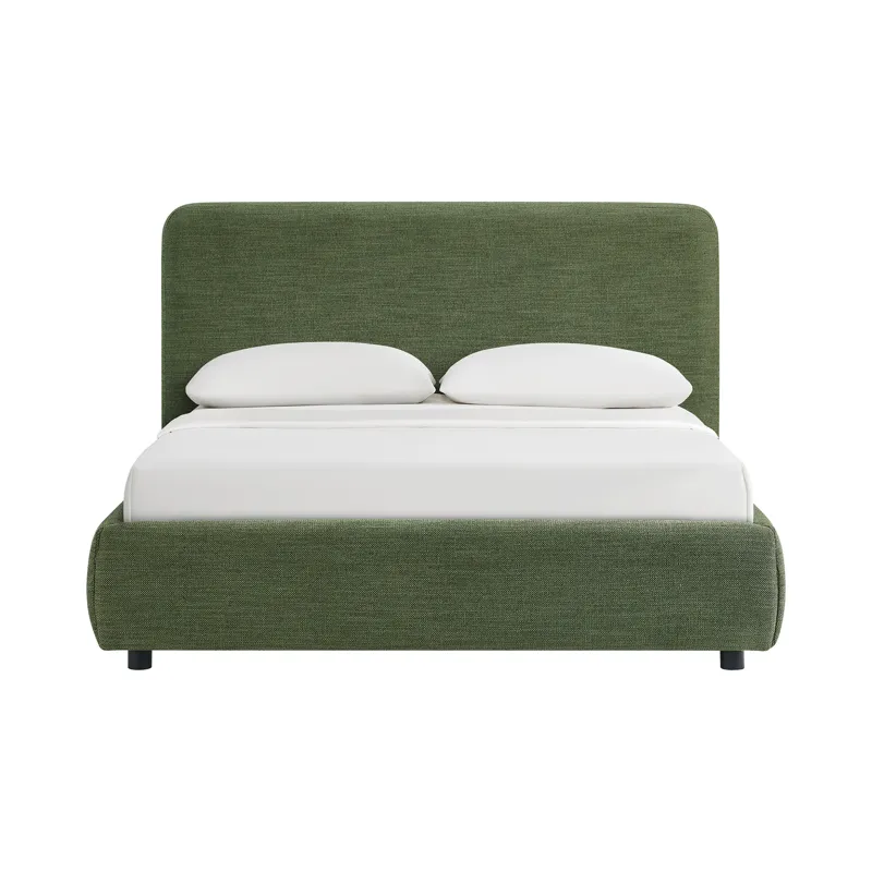 Island Queen UPH Panel Bed in Noha Green Fabric