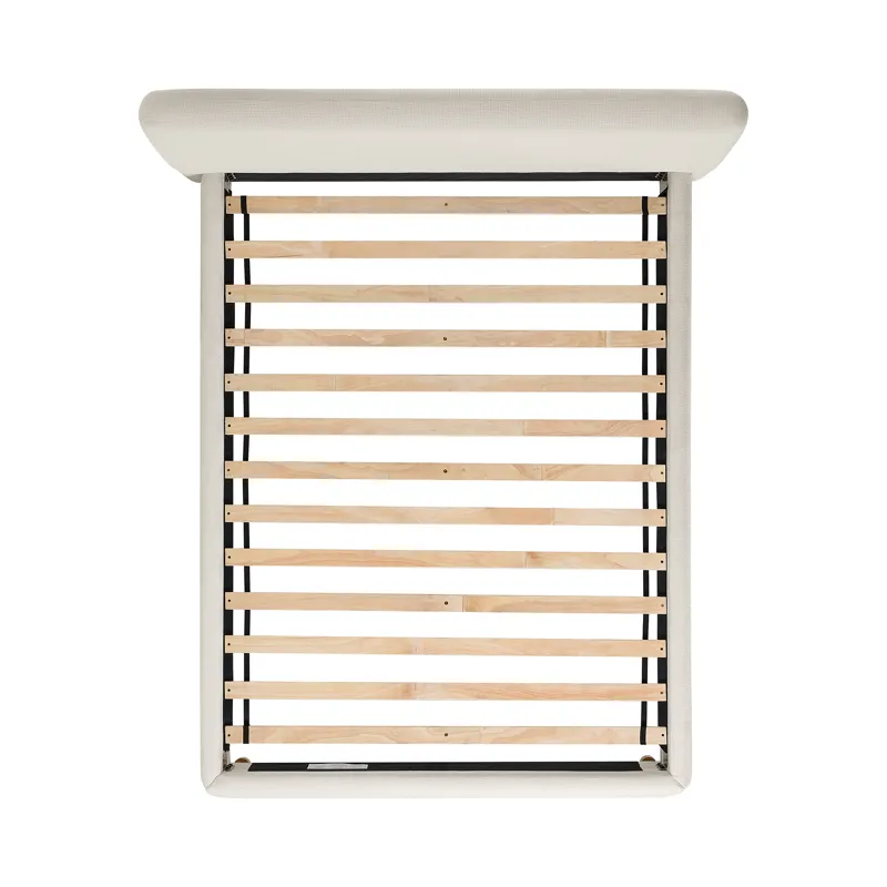 Island Queen UPH Panel Bed in Noha Ivory Fabric
