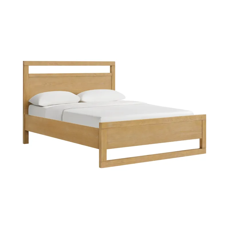 Island Queen Wooden Panel Bed in Natural