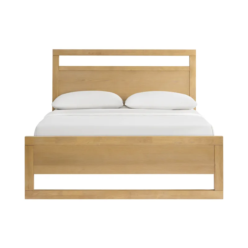 Island Queen Wooden Panel Bed in Natural
