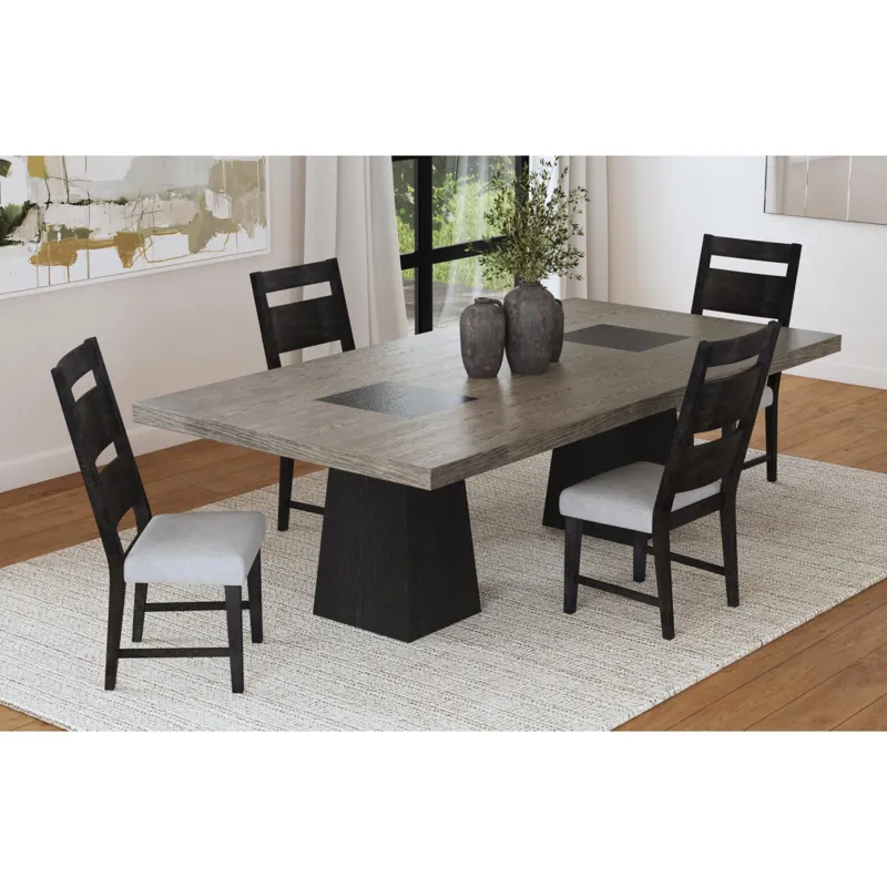 Jemma Wood Back Dining Side Chair with Light Grey Fabric in Dark Espresso (2 Per Carton)