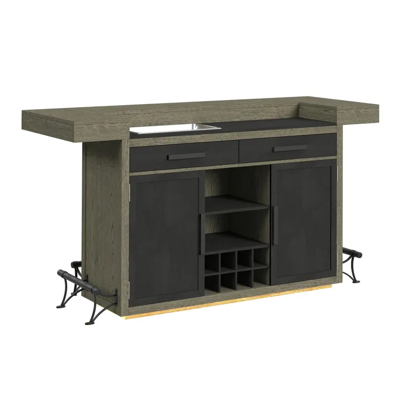 Jemma Bar Table with Light in Grey and Dark Espresso