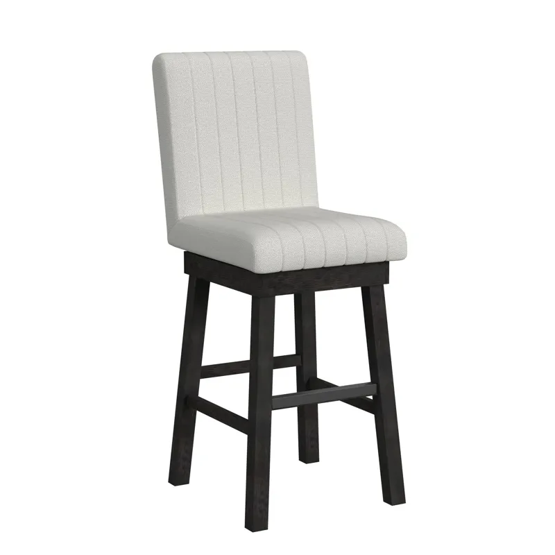 Jemma Swivel Bar Stool with Beige Linen in Dark Espresso