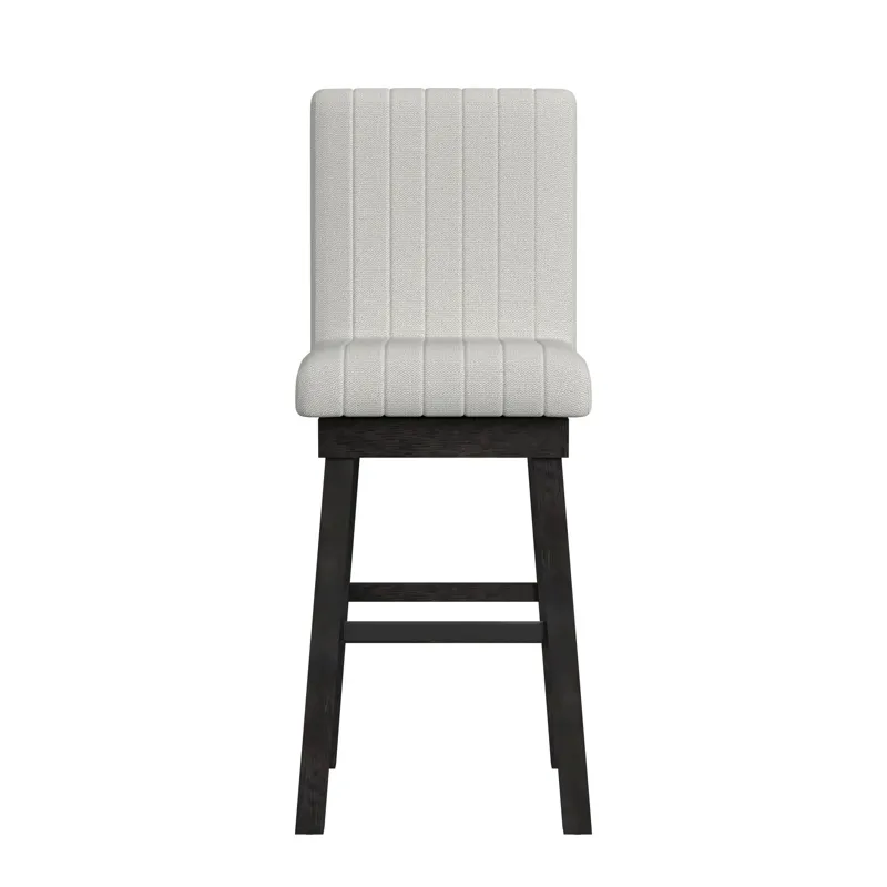 Jemma Swivel Bar Stool with Beige Linen in Dark Espresso