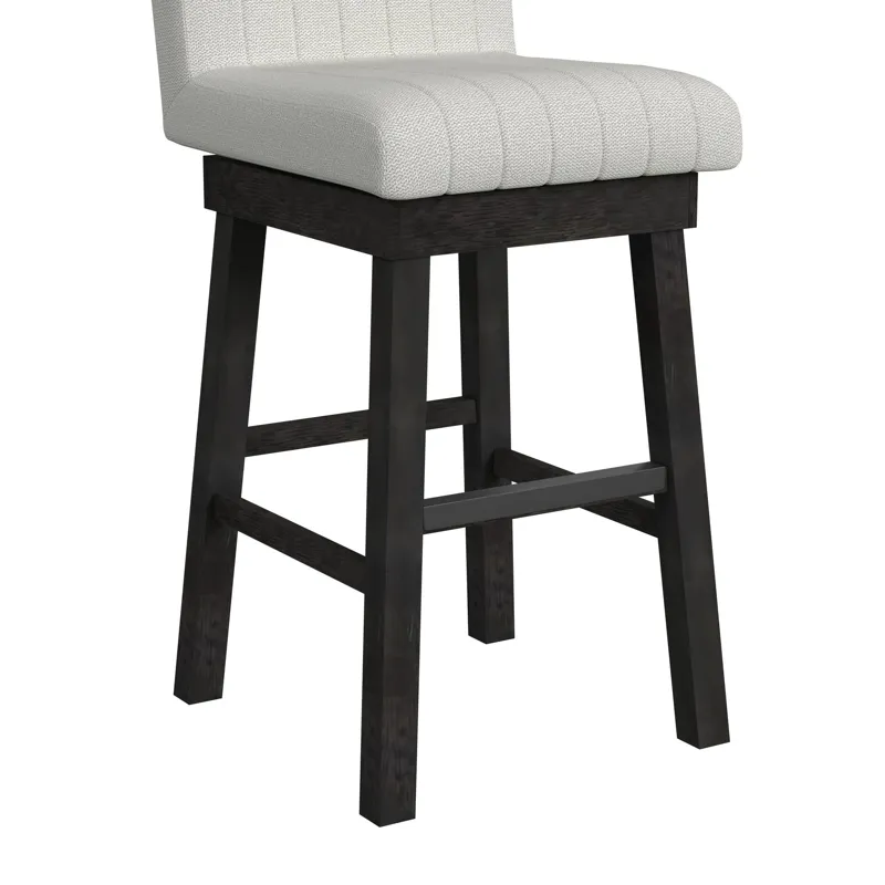 Jemma Swivel Bar Stool with Beige Linen in Dark Espresso