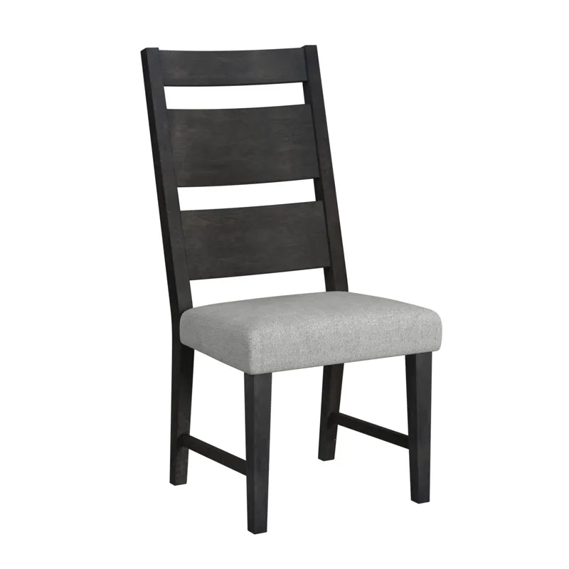 Jemma Wood Back Dining Side Chair with Light Grey Fabric in Dark Espresso (2 Per Carton)