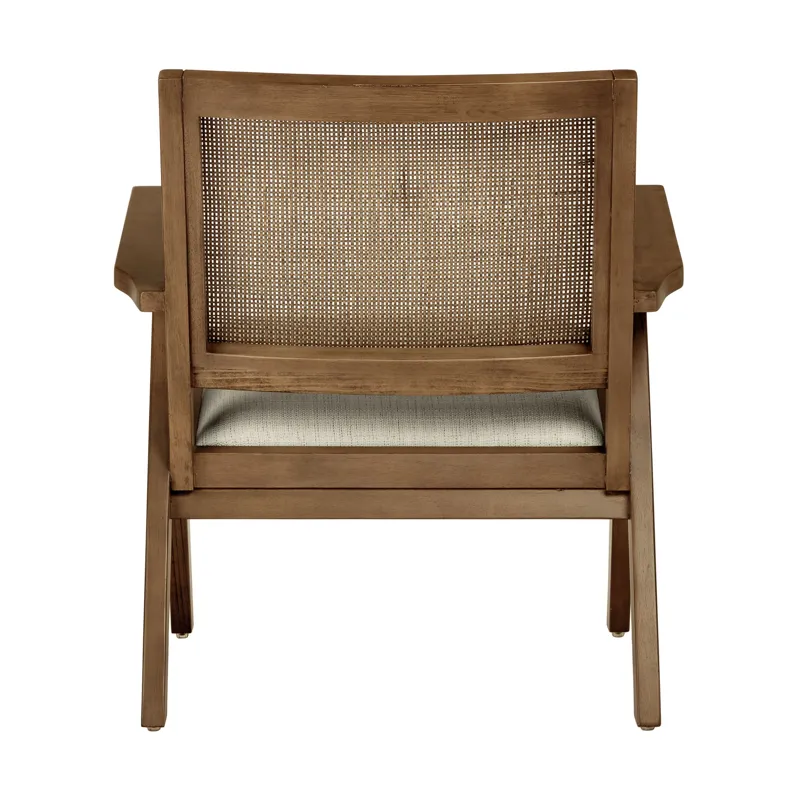 JR Lounge Arm Chair Dover White Fabric in Smoke Brown