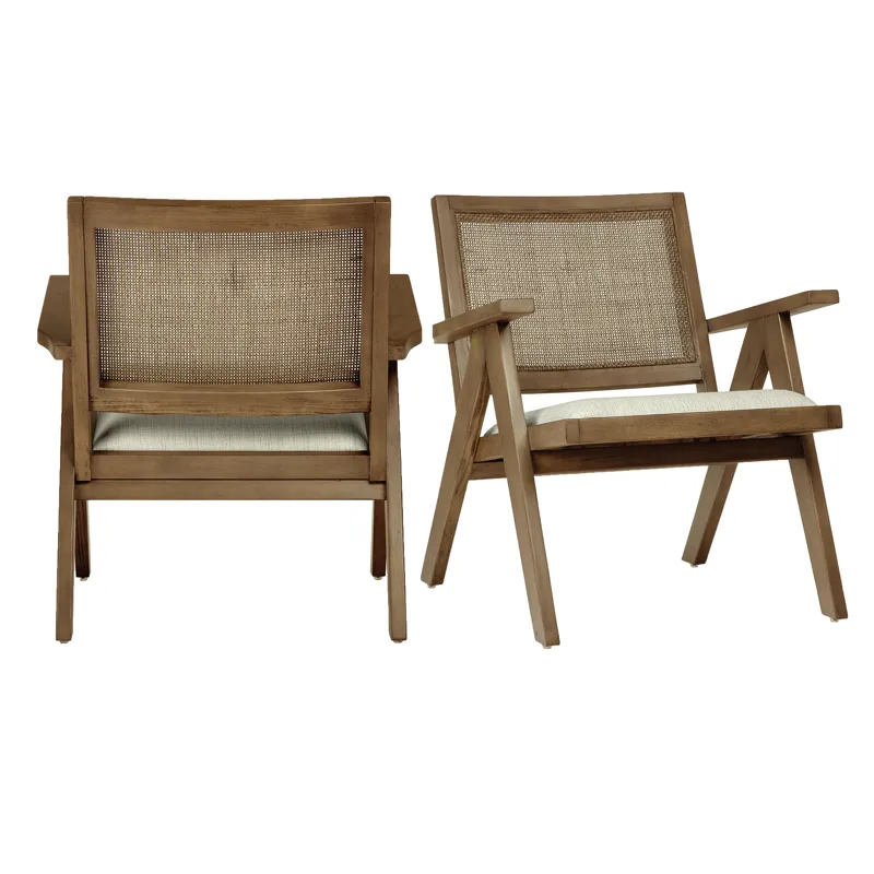 JR Lounge Arm Chair Dover White Fabric in Smoke Brown