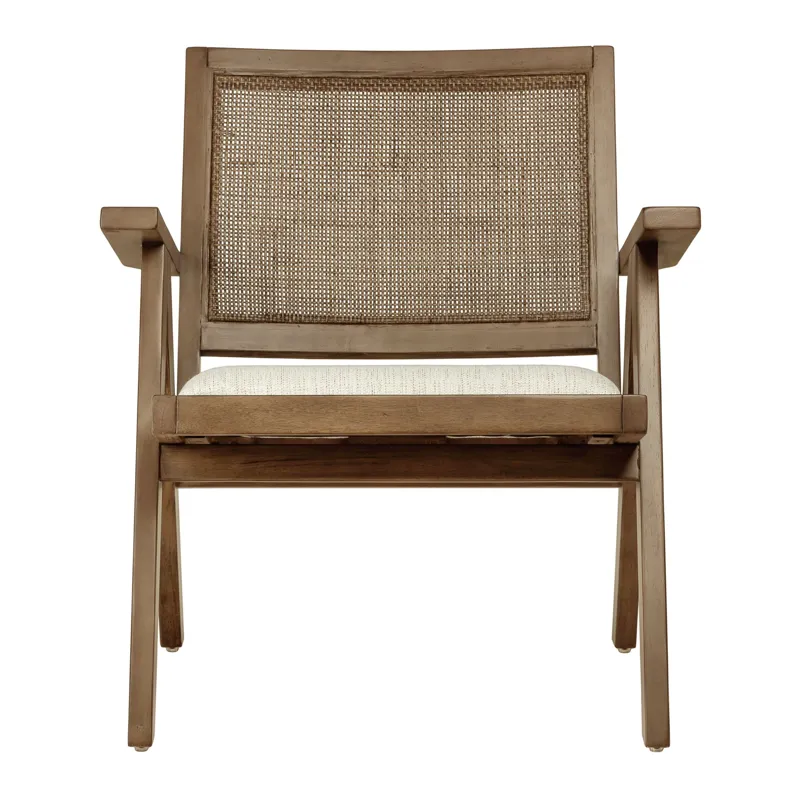 JR Lounge Arm Chair Dover White Fabric in Smoke Brown