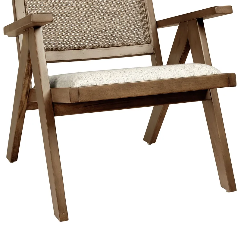 JR Lounge Arm Chair Dover White Fabric in Smoke Brown