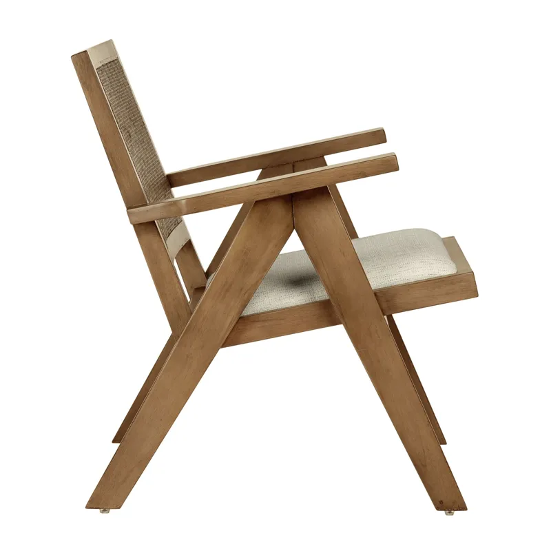 JR Lounge Arm Chair Dover White Fabric in Smoke Brown