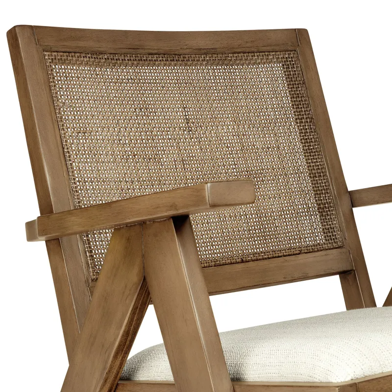 JR Lounge Arm Chair Dover White Fabric in Smoke Brown