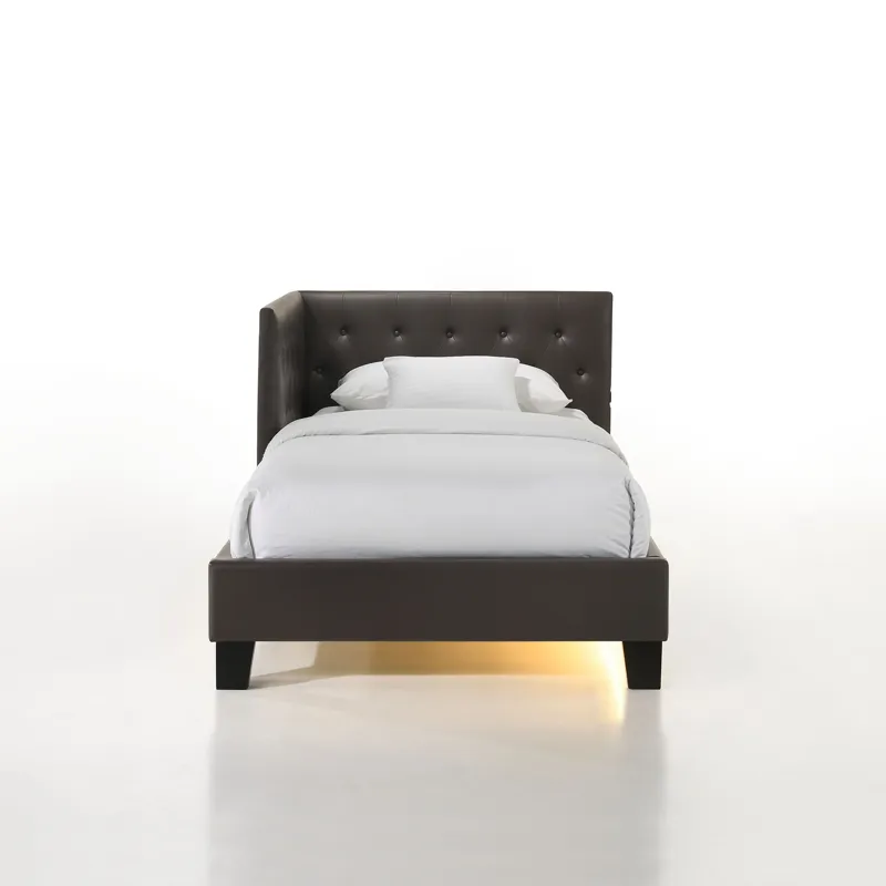 Julesburg Corner Twin Bed in Brown PU