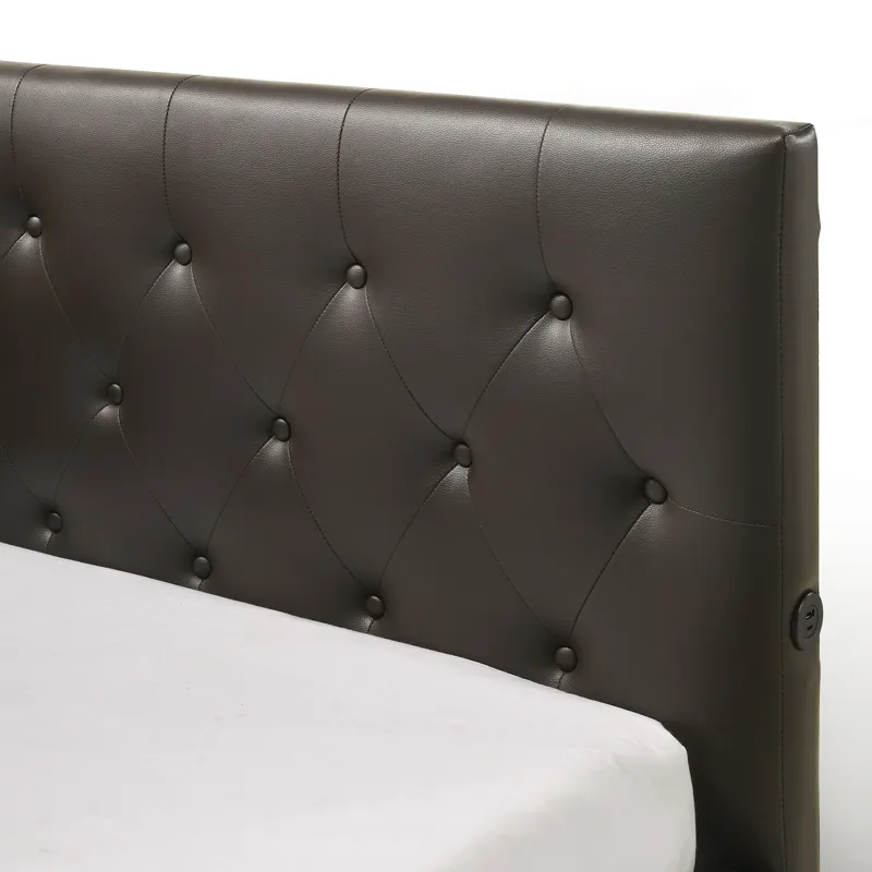 Julesburg Corner Twin Bed in Brown PU