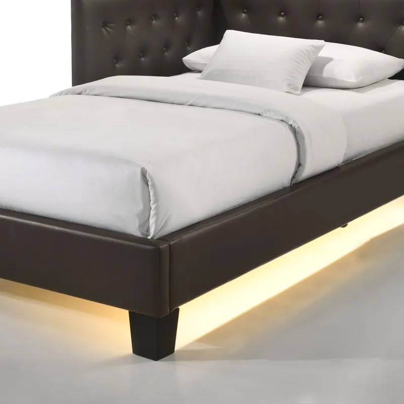 Julesburg Corner Twin Bed in Brown PU