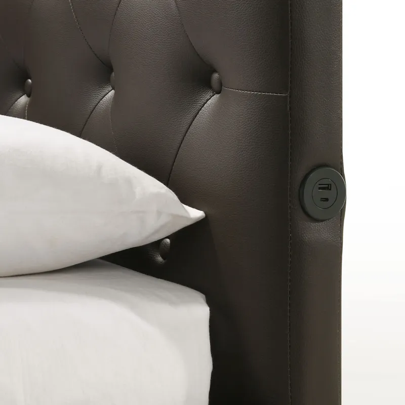 Julesburg Corner Twin Bed in Brown PU