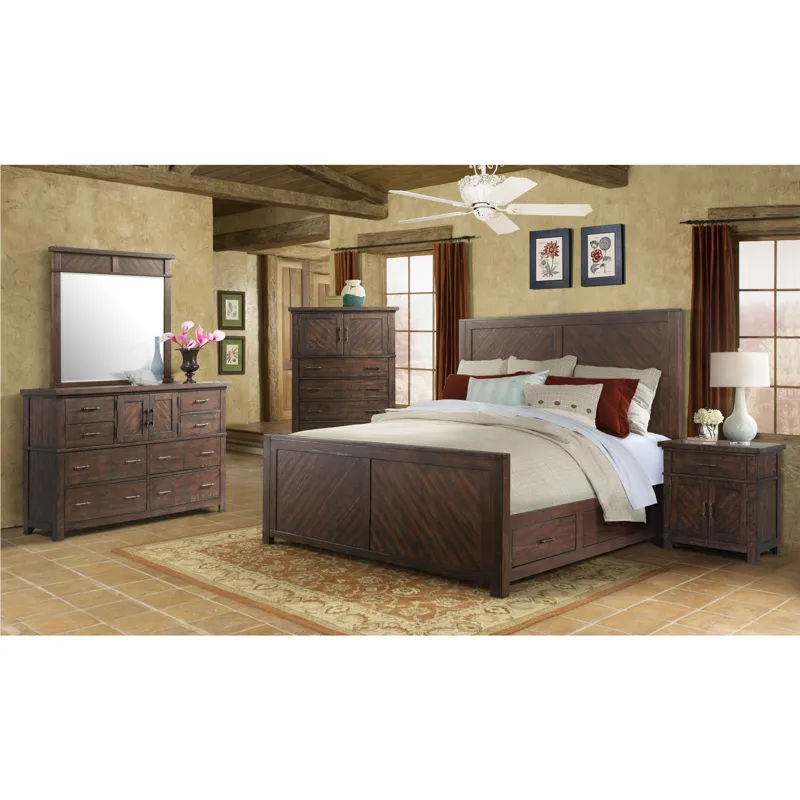 Jax King Platform Storage Bed in Cherry