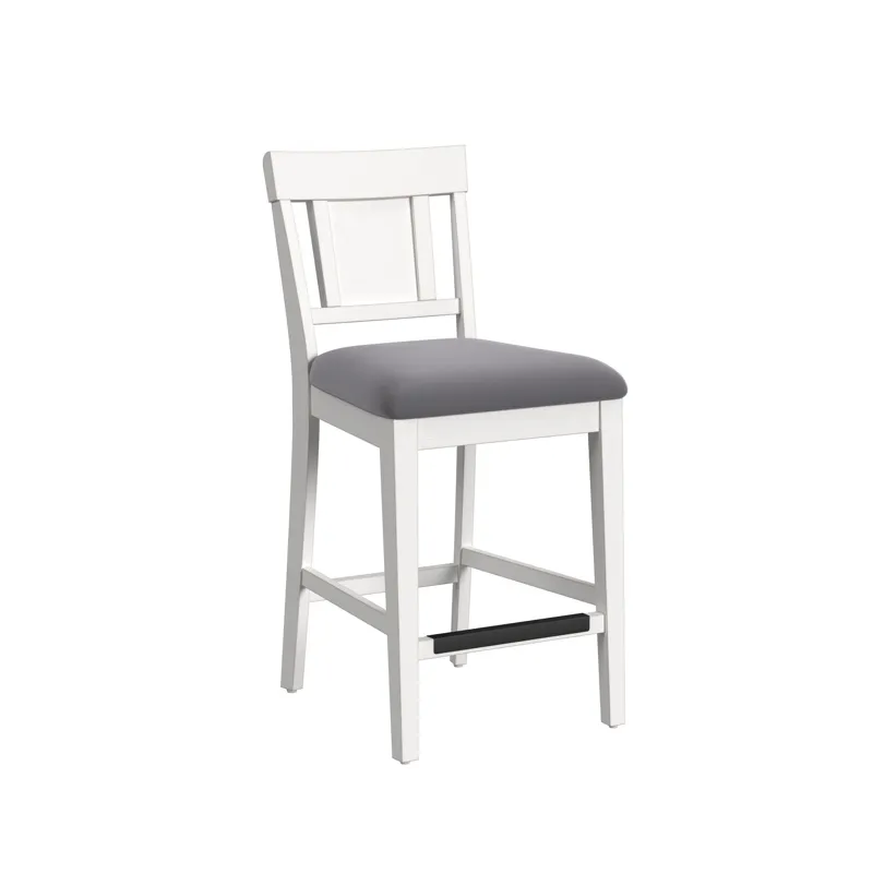 Karina Counter Side Chair with Grey Velvet in Washed White (2 Per Carton)