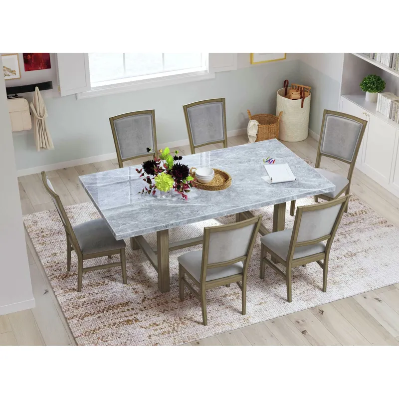 Karina Dining Side Chair with Grey Velvet in Natural (2 Per Carton)