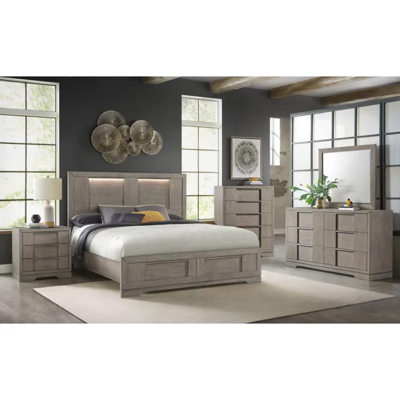 Kelis Queen Storage Bed with LED in Grey
