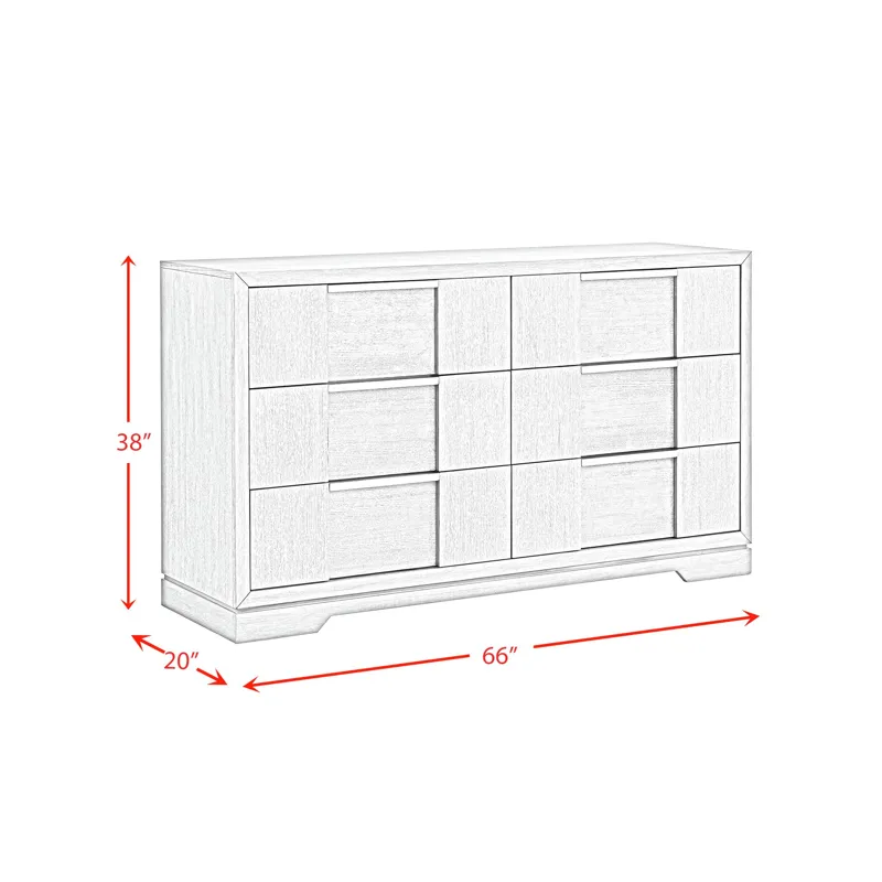 Kelis 6-Drawer Dresser in Grey