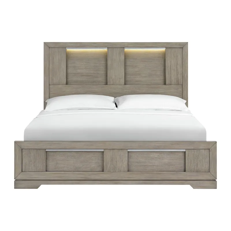 Kelis King Panel Bed with LED in Grey