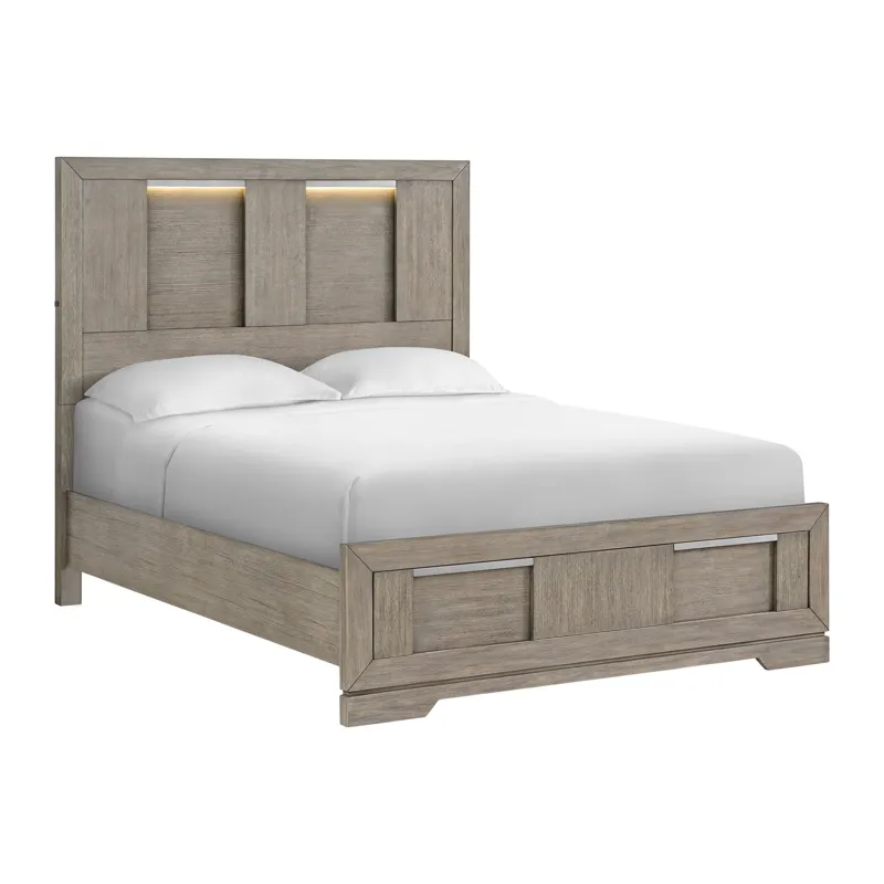 Kelis Queen Panel Bed with LED in Grey