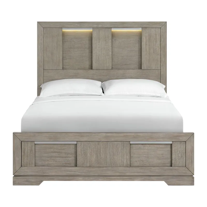 Kelis Queen Panel Bed with LED in Grey