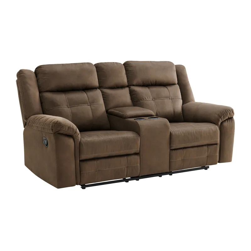 Keystone Motion Loveseat with Console in Brown