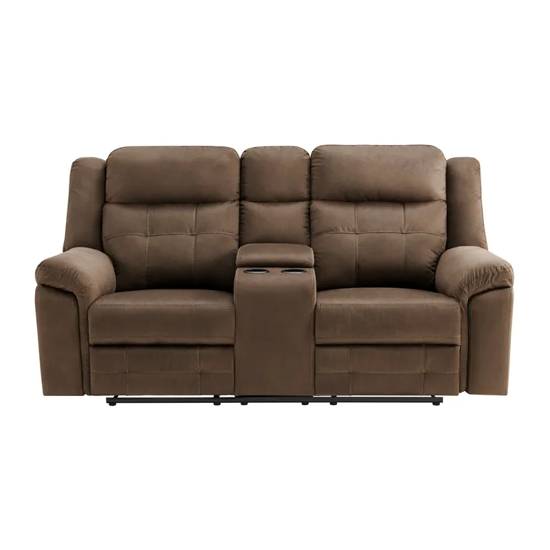 Keystone Motion Loveseat with Console in Brown