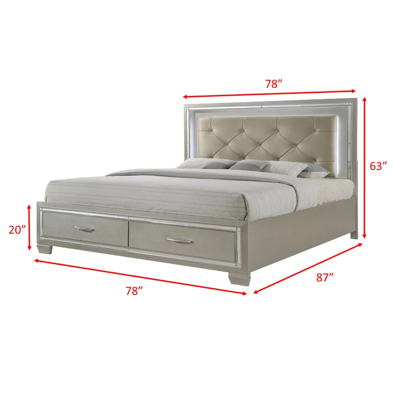 Platinum King Platform Storage Bed