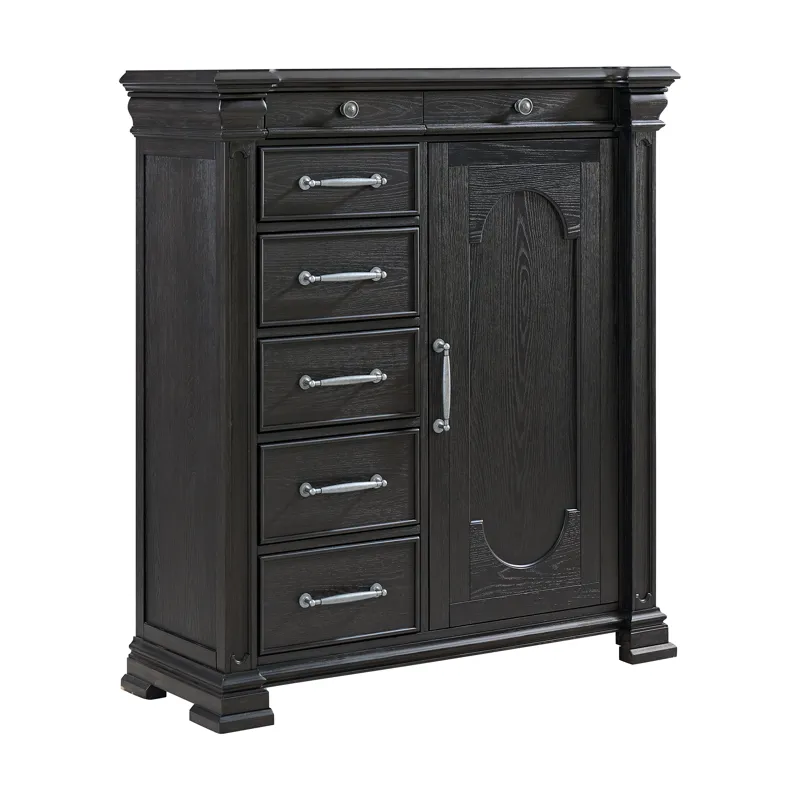 Kings Court 1 Door and 7-Drawer Chest in Black