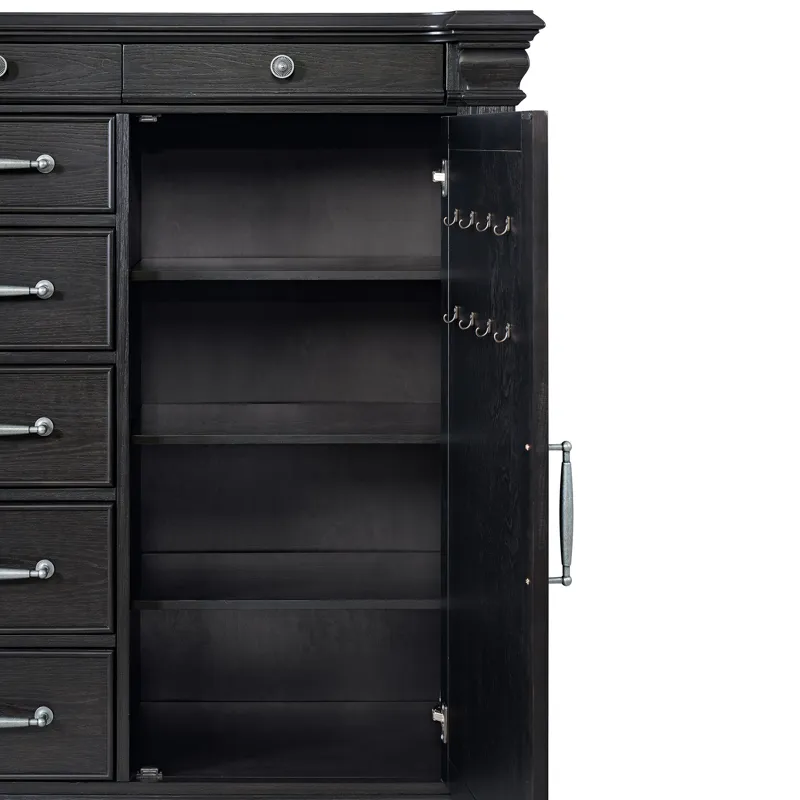 Kings Court 1 Door and 7-Drawer Chest in Black